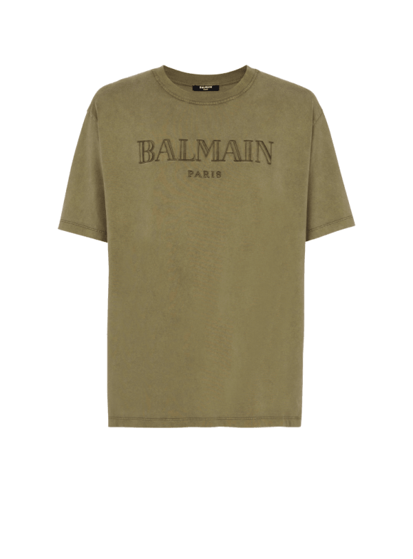 balmain paris T-shirt brodé Balmain Vintage kaki - Homme