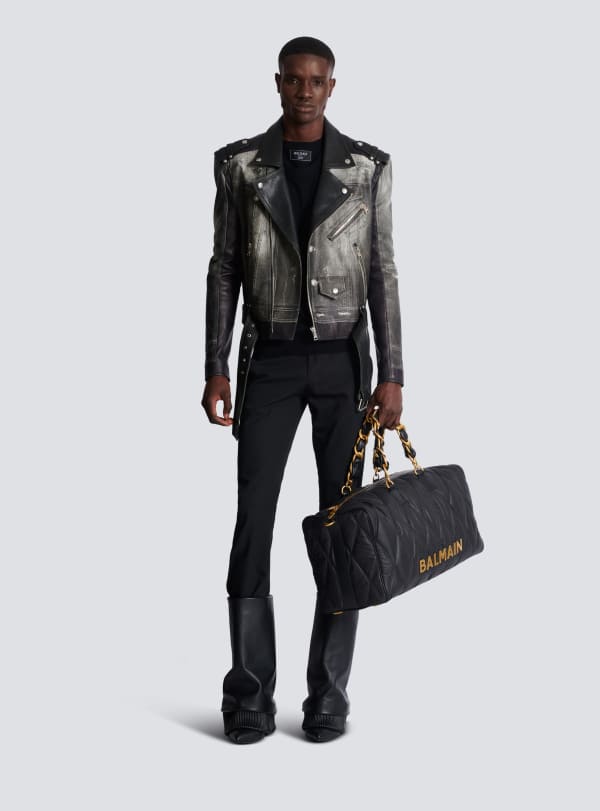 Balmain Paris T-shirt En Maille à Double Col Noir - Homme