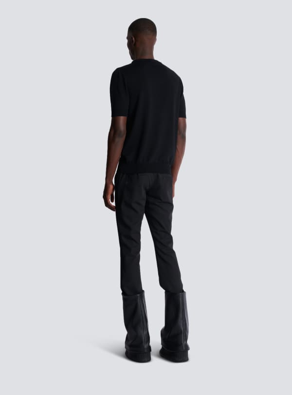 Balmain Paris T-shirt En Maille à Double Col Noir - Homme