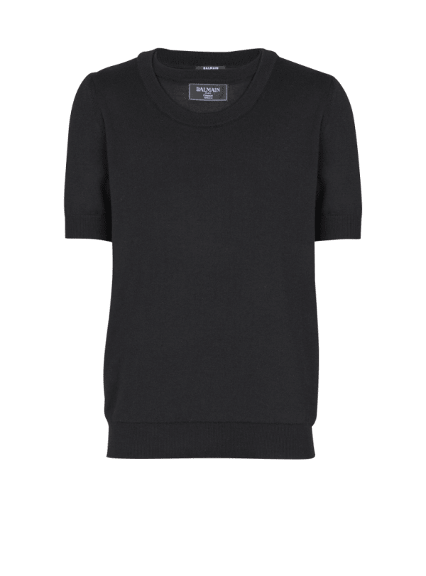 balmain paris T-shirt en maille à double col noir - Homme balmain paris T-shirt en maille à double col noir - Homme
