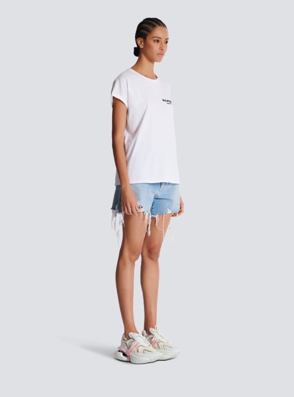 Balmain Paris T-shirt Floqué Balmain Paris Blanc - Femme
