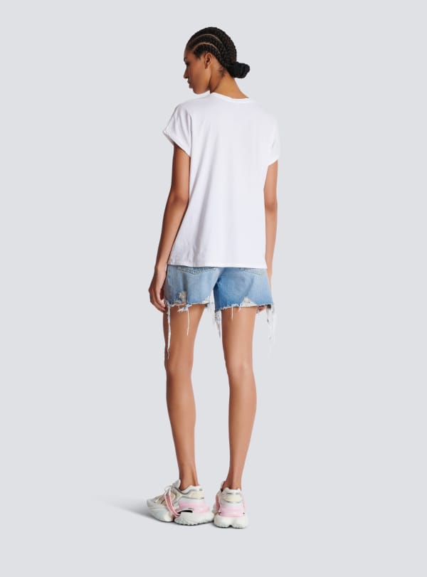 Balmain Paris T-shirt Floqué Balmain Paris Blanc - Femme