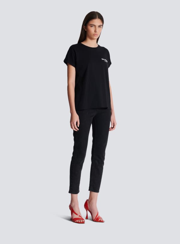 Balmain Paris T-shirt Floqué Balmain Paris Noir - Femme
