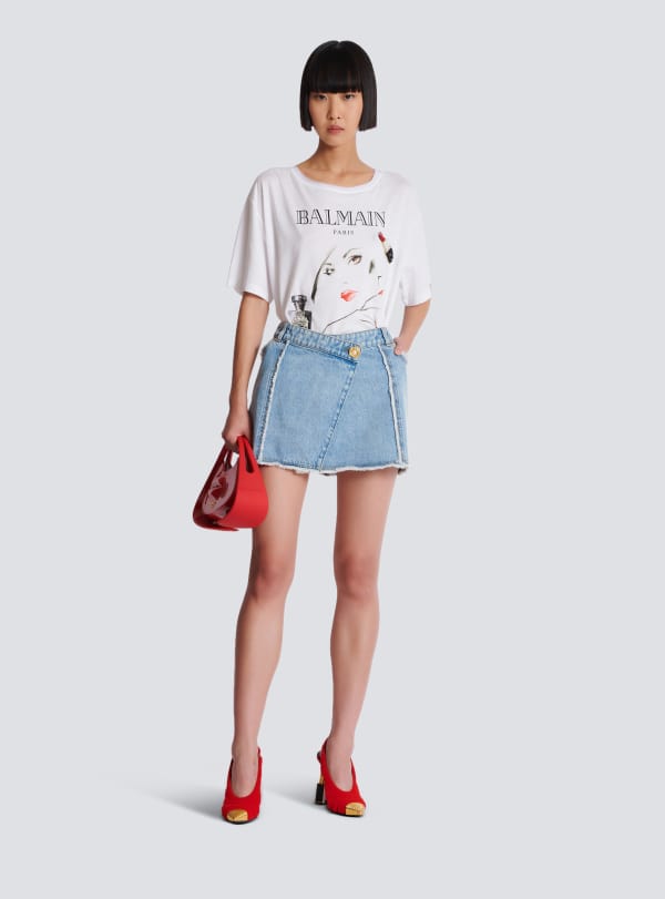 Balmain Paris T-shirt Imprimé Balmain Beauty à Patchs Blanc - Femme