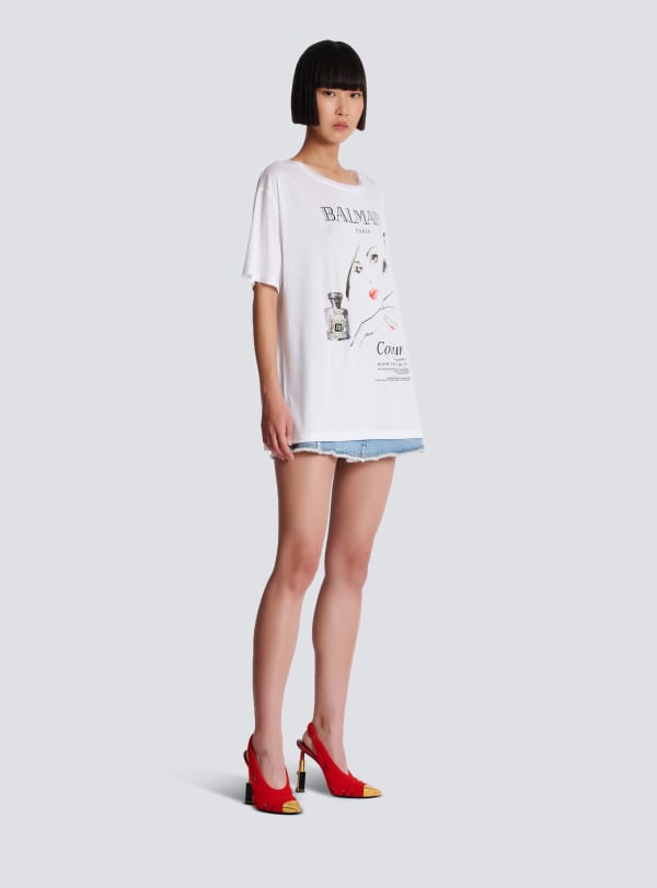 Balmain Paris T-shirt Imprimé Balmain Beauty à Patchs Blanc - Femme