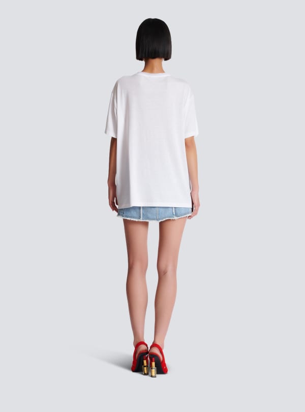 Balmain Paris T-shirt Imprimé Balmain Beauty à Patchs Blanc - Femme