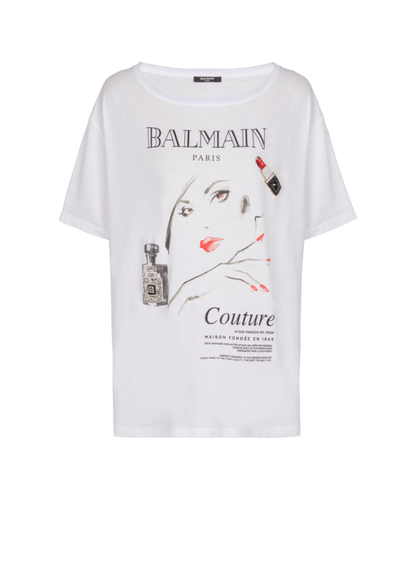 balmain paris T-shirt imprimé Balmain Beauty à patchs blanc - Femme