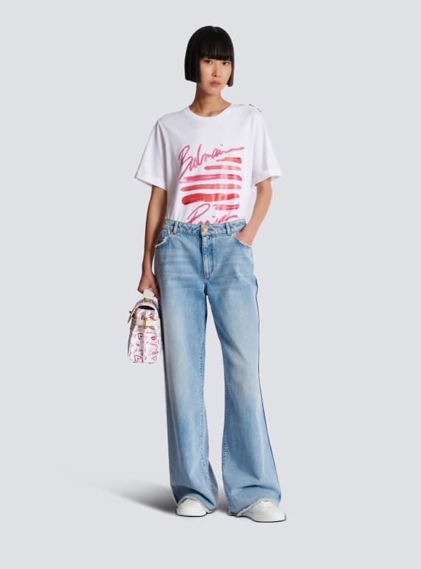 Balmain Paris T-shirt Imprimé Balmain Lipstick Blanc - Femme