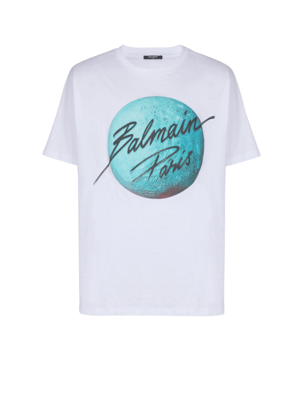 balmain paris T-shirt imprimé Balmain Paris logo et planète blanc - Homme