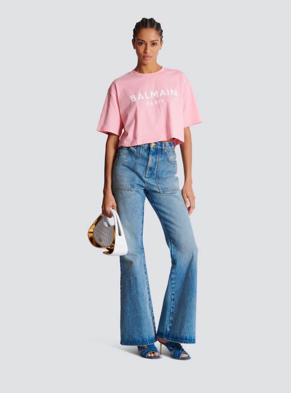 Balmain Paris T-shirt Imprimé Balmain Paris Rose - Femme