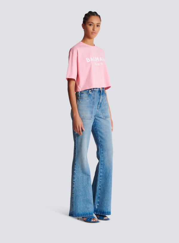 Balmain Paris T-shirt Imprimé Balmain Paris Rose - Femme