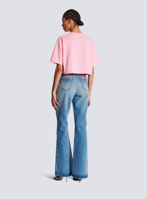 Balmain Paris T-shirt Imprimé Balmain Paris Rose - Femme