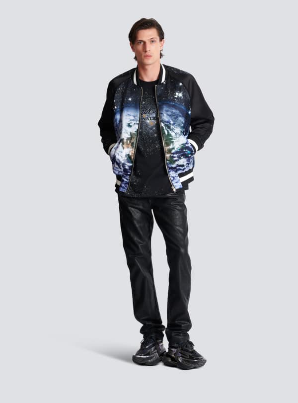 Balmain Paris T-shirt Imprimé Balmain Universe Logo Et étoiles Noir - Homme