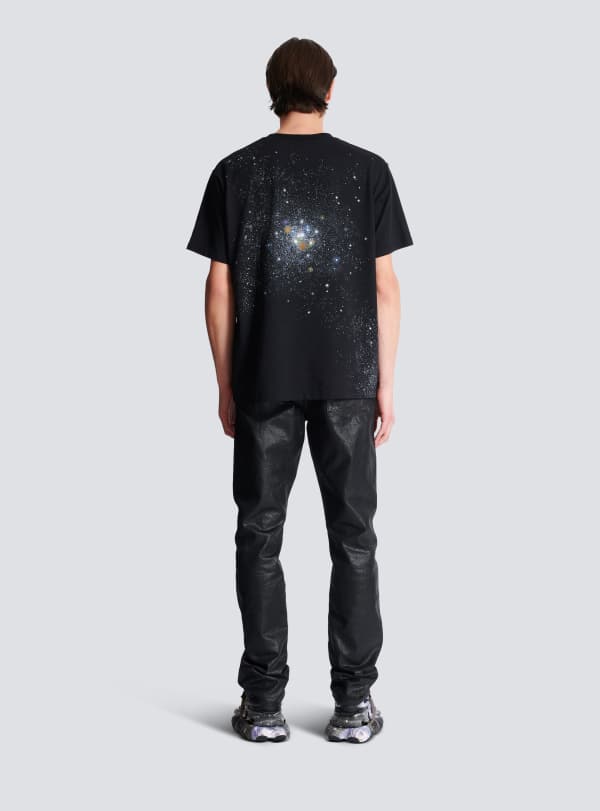Balmain Paris T-shirt Imprimé Balmain Universe Logo Et étoiles Noir - Homme