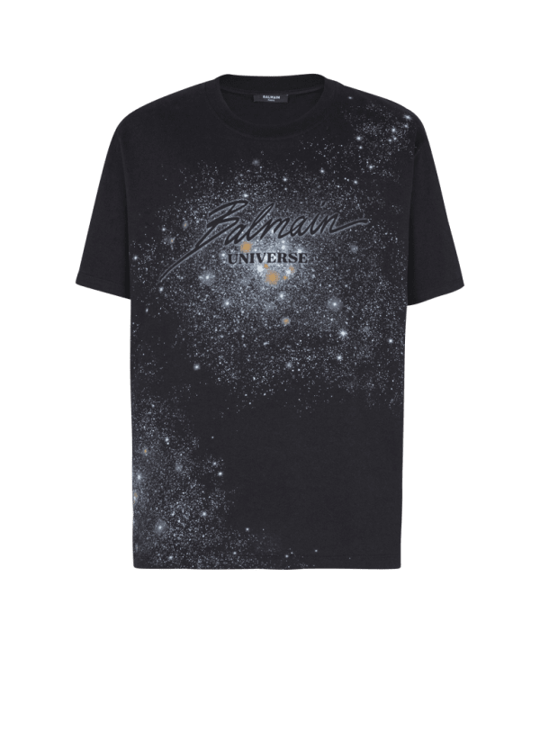balmain paris T-shirt imprimé Balmain Universe logo et étoiles noir - Homme