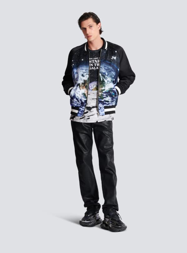 Balmain Paris T-shirt Imprimé Terre Et étoiles Noir - Homme