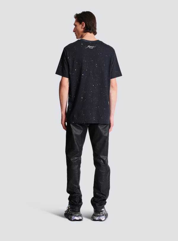 Balmain Paris T-shirt Imprimé Terre Et étoiles Noir - Homme
