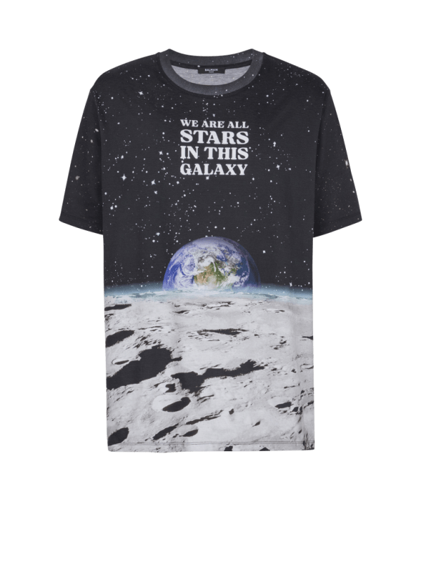 balmain paris T-shirt imprimé Terre et étoiles noir - Homme balmain paris T-shirt imprimé Terre et étoiles noir - Homme