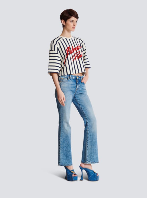 Balmain Paris T-shirt Rayé Balmain Baseball Multicolore - Femme