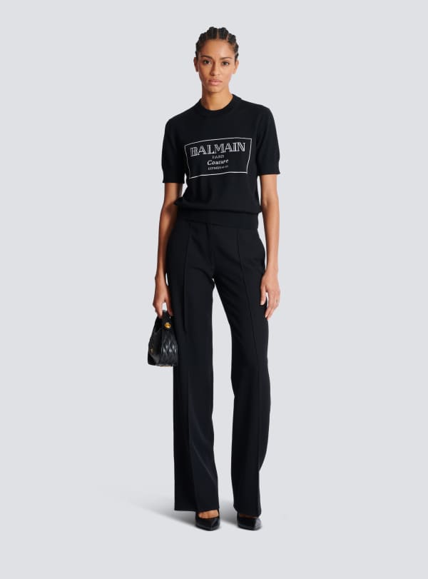 Balmain Paris Top Bicolore En Maille Balmain Couture Noir - Femme