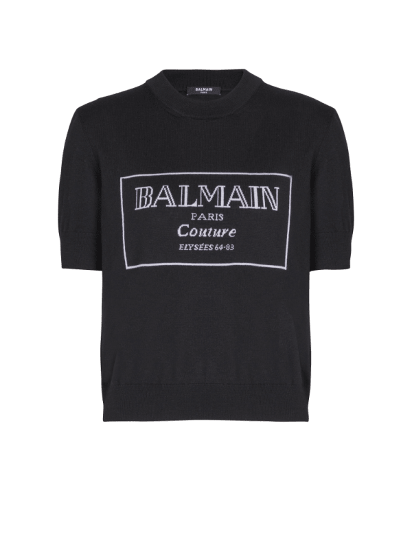 balmain paris Top bicolore en maille Balmain Couture noir - Femme