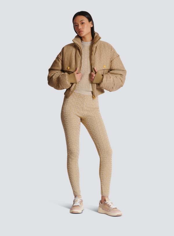 Balmain Paris Top En Maille Monogramme PB Labyrinthe Beige - Femme