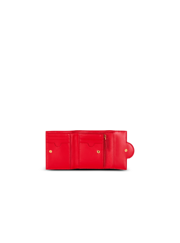 Balmain Paris Trifold B-Buzz En Cuir De Veau Imprimé Rouge - Femme