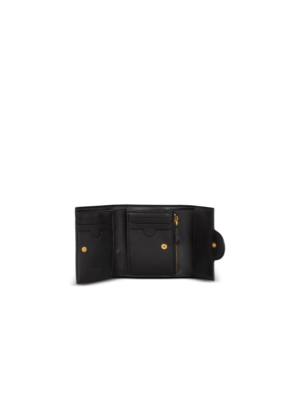 Balmain Paris Trifold B-Buzz En Cuir De Veau Noir - Femme
