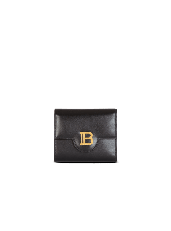 balmain paris Trifold B-Buzz en cuir de veau noir - Femme