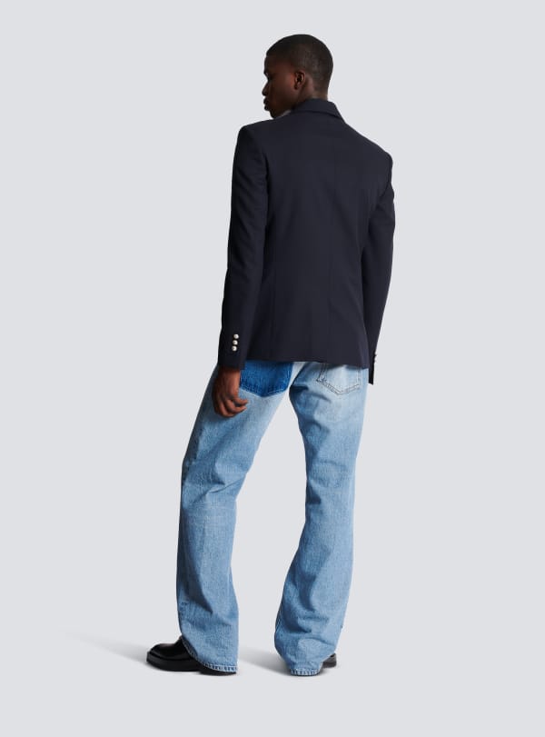 Balmain Paris Veste 2 Boutons En Laine Bleu Marine - Homme