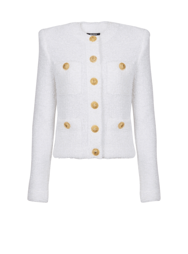 balmain paris Veste 4 poches en tweed Miami blanc - Femme