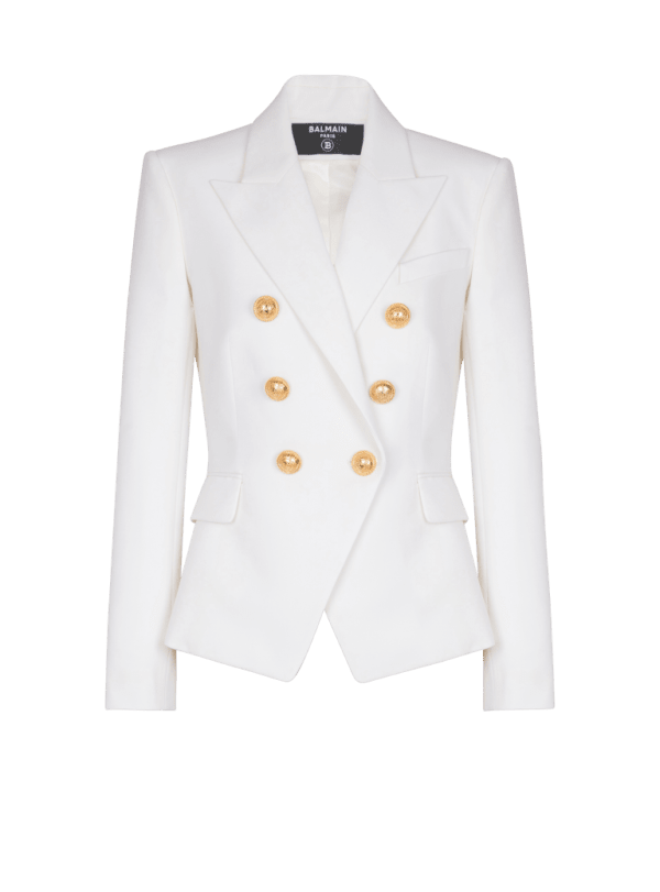 balmain paris Veste 6 boutons en grain de poudre blanc - Femme