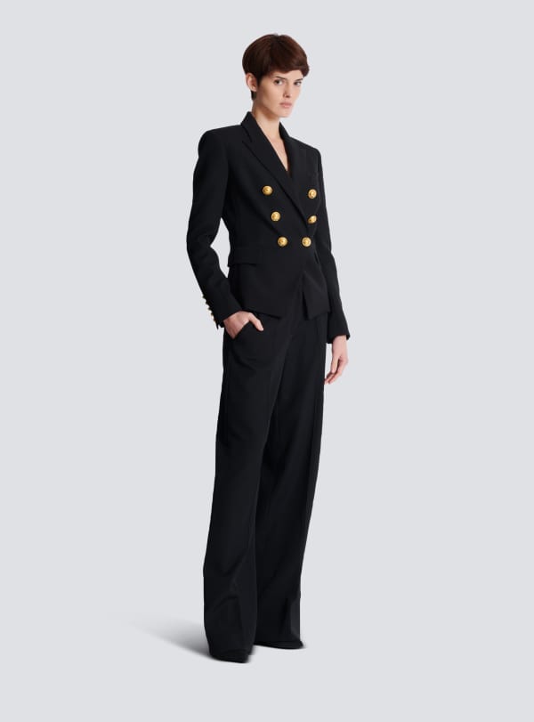 Balmain Paris Veste 6 Boutons En Grain De Poudre Noir - Femme