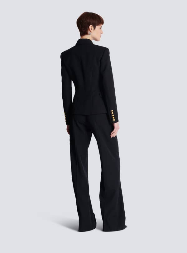 Balmain Paris Veste 6 Boutons En Grain De Poudre Noir - Femme