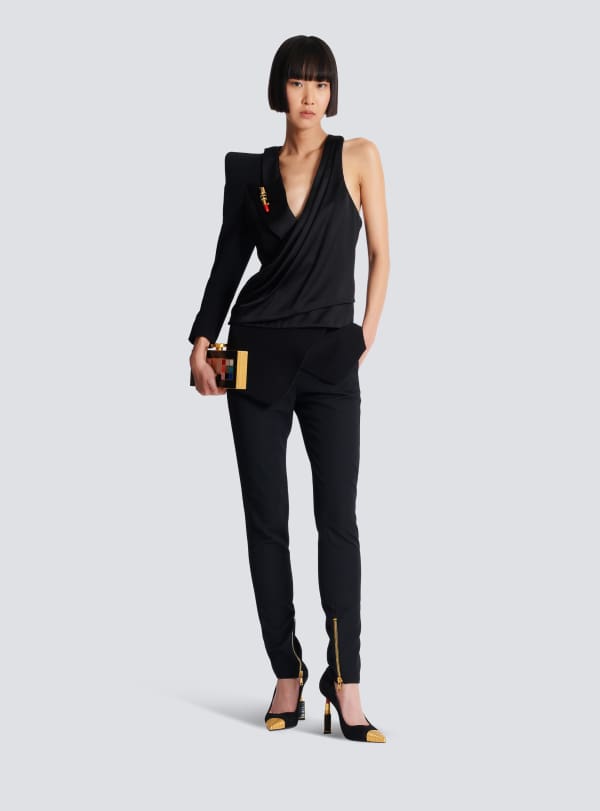 Balmain Paris Veste Asymétrique à épaule Structurée Noir - Femme