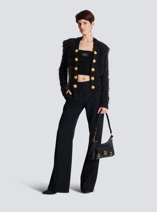 Balmain Paris Veste Bord à Bord En Tweed Noir - Femme