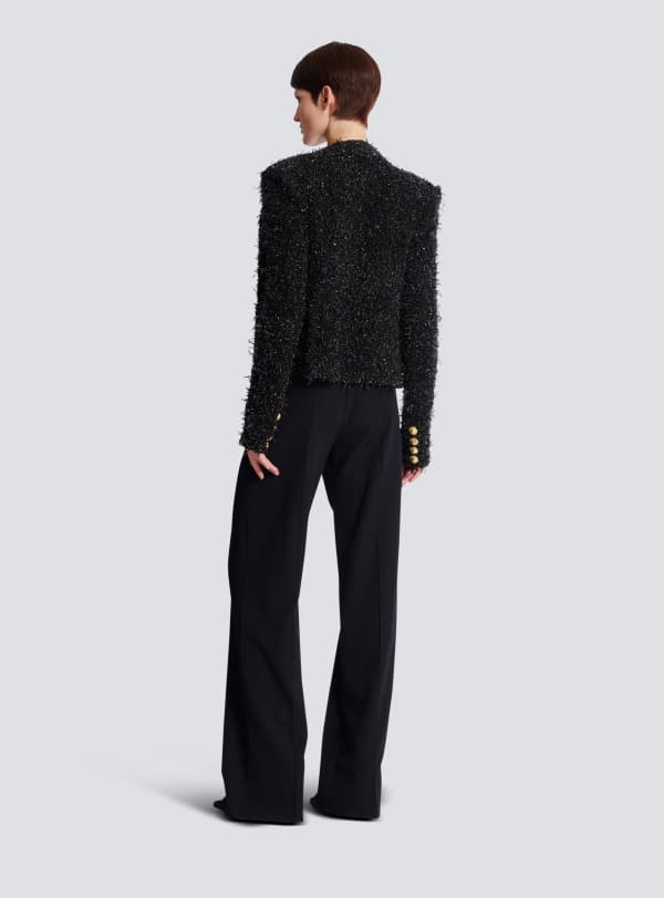 Balmain Paris Veste Bord à Bord En Tweed Noir - Femme