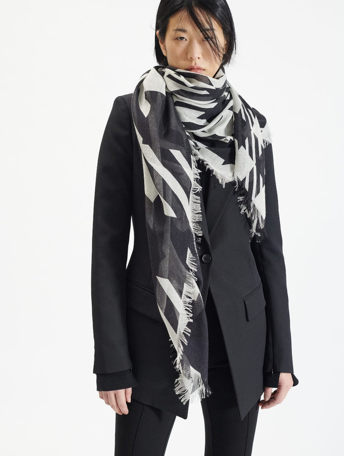 Barbara Bui Foulard imprimé "Check" noir et blanc