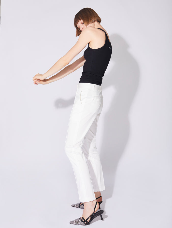 Barbara Bui Pantalon Roxy En Satin De Coton Stretch Blanc