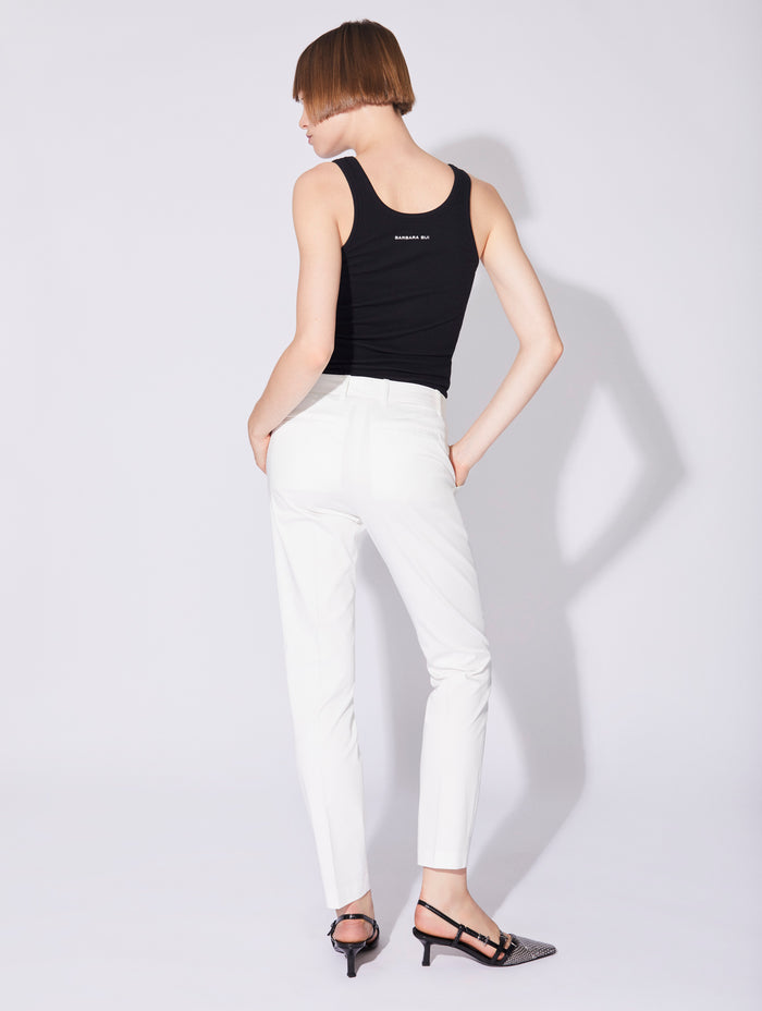 Barbara Bui Pantalon Roxy En Satin De Coton Stretch Blanc