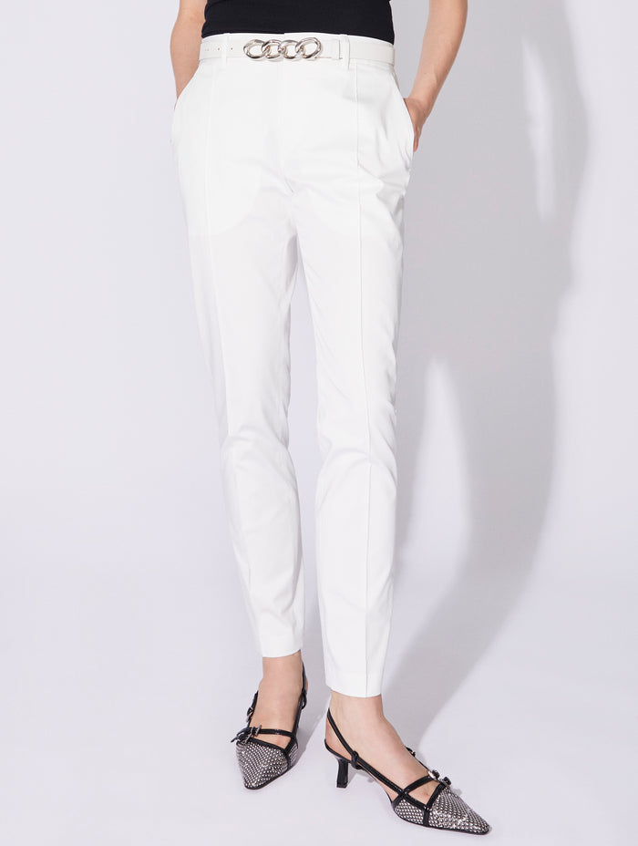 Barbara Bui Pantalon Roxy En Satin De Coton Stretch Blanc