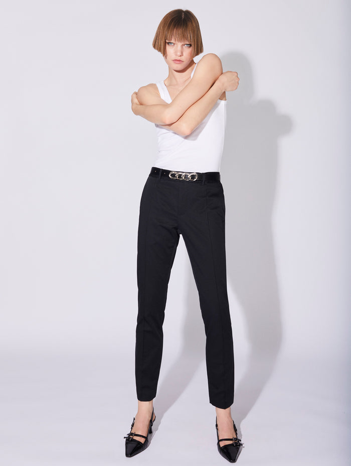 Barbara Bui Pantalon Roxy en satin de coton stretch noir