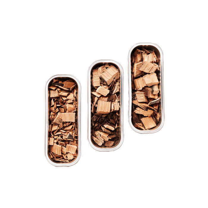 barbecook 3 sortes copeaux de fumage chêne whiskey & vin rouge