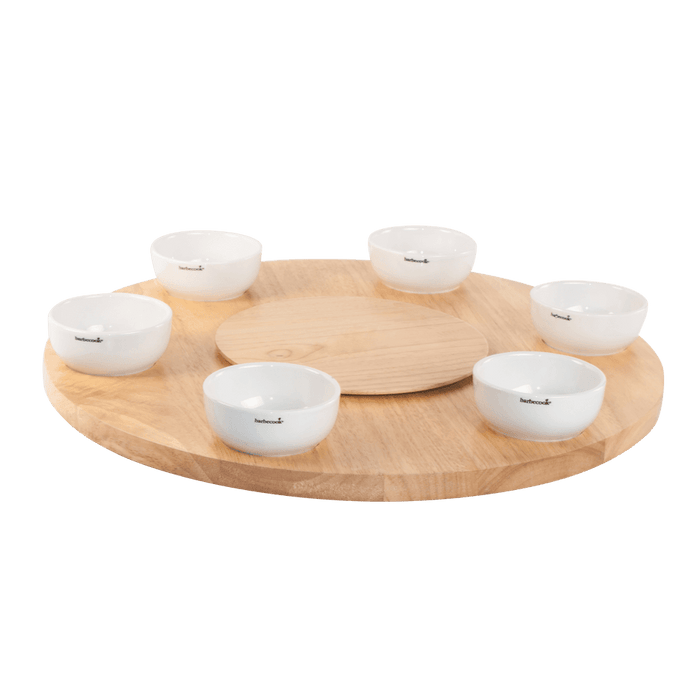 barbecook Joya plateau tournant en bois de caoutchouc avec 6 bols