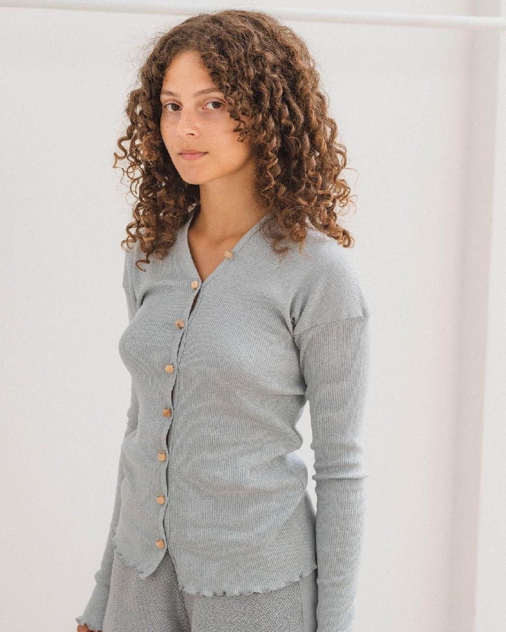 Baserange Cardigan Tav - Coton Recyclé Côtelé