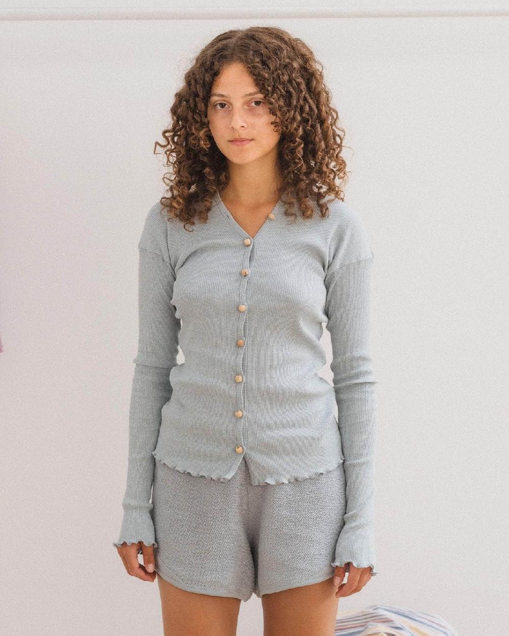 baserange cardigan tav - Coton recyclé côtelé