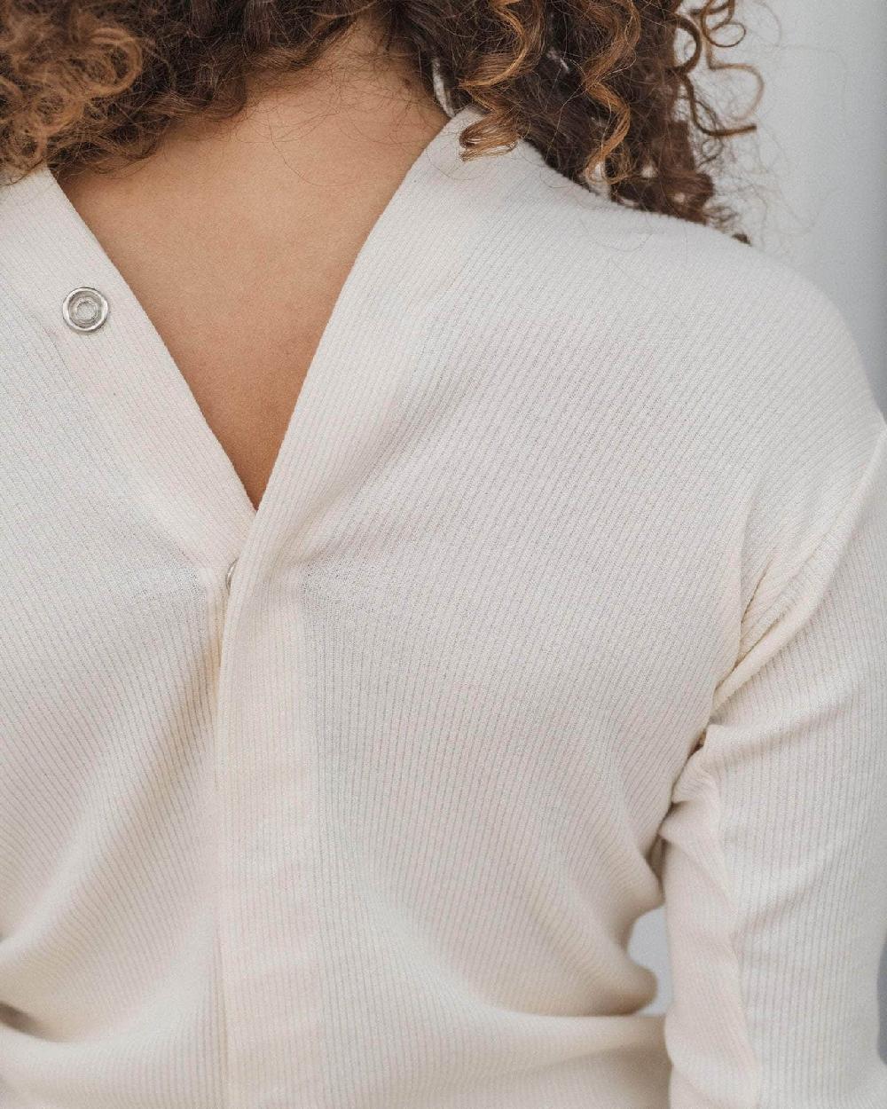 Baserange Cardigan Tav Snaps - Coton Recyclé Côtelé