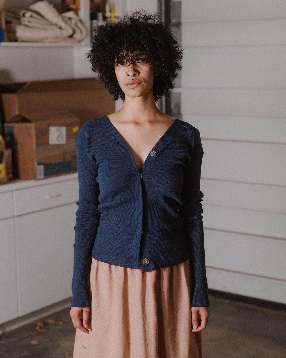 baserange Cardigan tav snaps - Coton recyclé côtelé