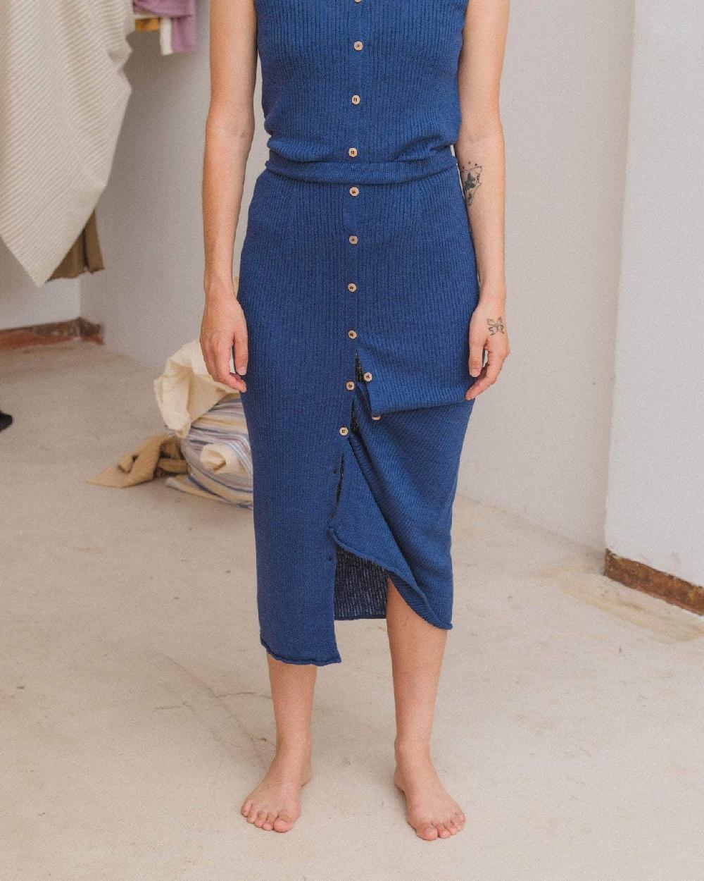 Baserange Jupe Drip - Lin Côtelé Et Seacell