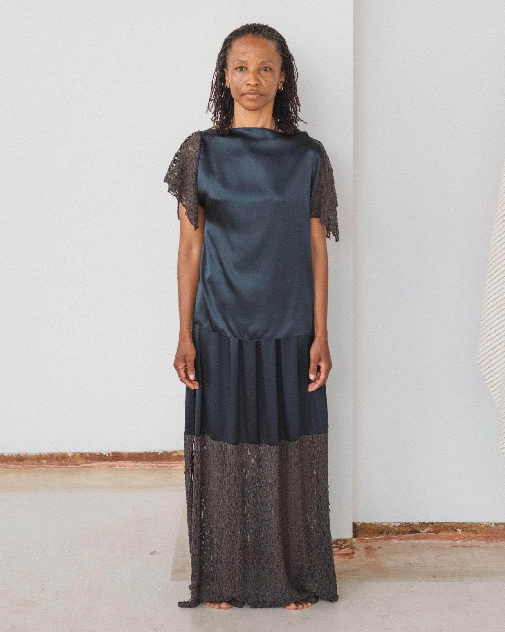 Baserange Jupe Olin - Satin De Soie Et Dentelle